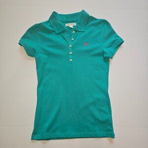 Aeropostale Women's Medium A87 Pique short sleeve Polo Shirt in Dreamy Aqua